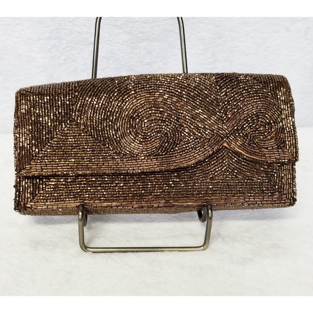 Women's Clutch Beaded Copper Brown Small